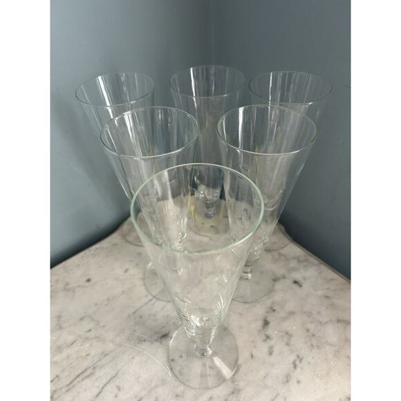 Unmarked Other - 6 Hazel Arts Vintage Etched Polka Dot Champagne Glasses Pilsner Glass Coin